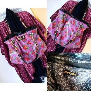 Betsey Johnson Like New Floral Shoulder Bag Purse
